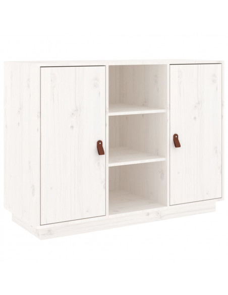 Credenza Bianca 100x40x75 cm in Legno Massello di Pino