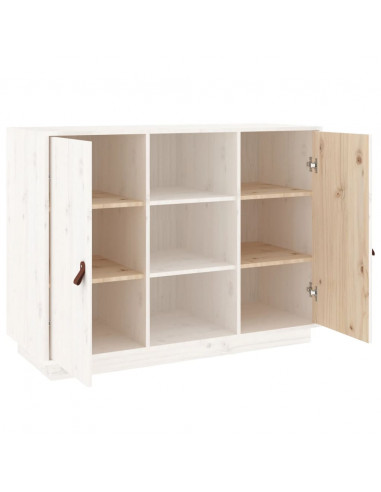 Credenza Bianca 100x40x75 cm in Legno Massello di Pino