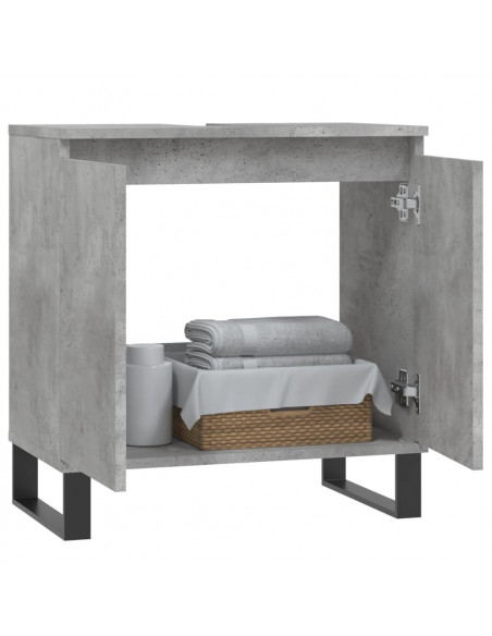 Armadietto da Bagno Grigio Cemento 58x33x60cm Legno Multistrato