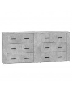 Credenze 2 pz Grigio Cemento in Legno Multistrato 2