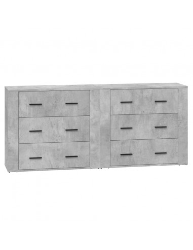 Credenze 2 pz Grigio Cemento in Legno Multistrato