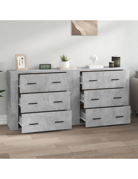 Credenze 2 pz Grigio Cemento in Legno Multistrato