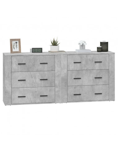 Credenze 2 pz Grigio Cemento in Legno Multistrato