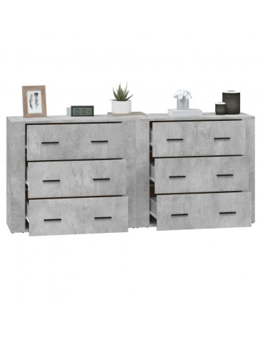 Credenze 2 pz Grigio Cemento in Legno Multistrato