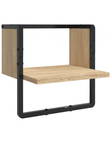 Set Mensole Parete con Aste 6pz Rovere Sonoma Legno Multistrato