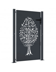 Cancello Giardino Antracite 105x130 cm in Acciaio Design Albero 2