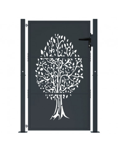 Cancello Giardino Antracite 105x130 cm in Acciaio Design Albero