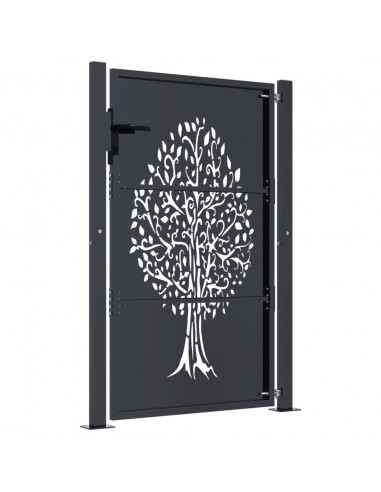 Cancello Giardino Antracite 105x130 cm in Acciaio Design Albero