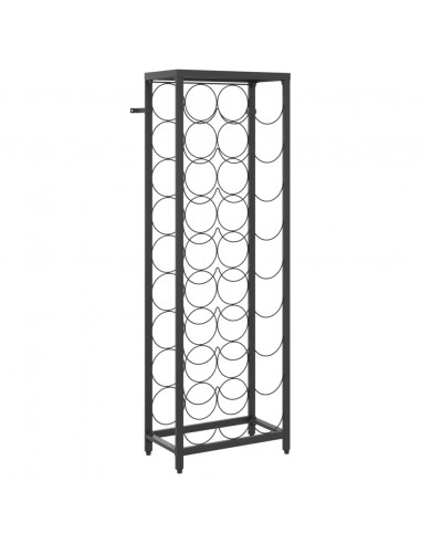 Portavini da 27 Bottiglie Nero 34x18x100cm in Ferro Battuto