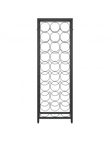 Portavini da 27 Bottiglie Nero 34x18x100cm in Ferro Battuto