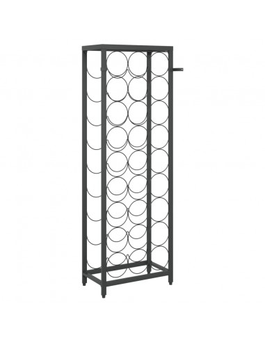 Portavini da 27 Bottiglie Nero 34x18x100cm in Ferro Battuto