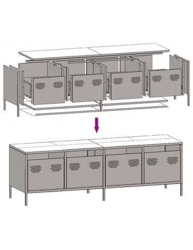 Mobile TV Giallo Senape 135x39x43,5 cm in Acciaio