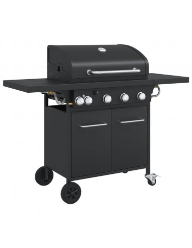 Griglia Barbecue a Gas con 5 Bruciatori Nero in Acciaio