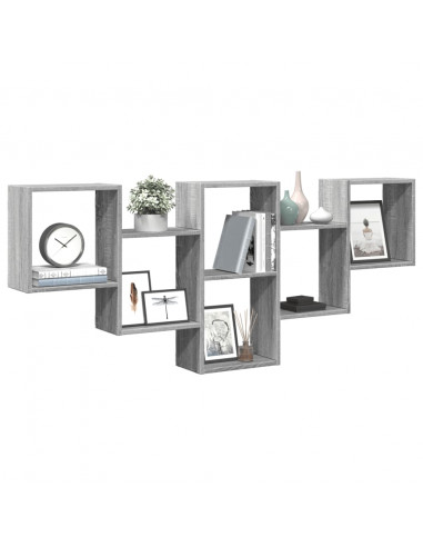 Mensola a Muro Grigio Sonoma 159x18x66 cm in Truciolato