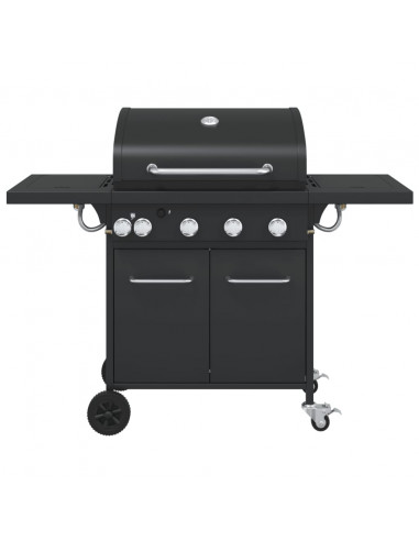Griglia Barbecue a Gas con 5 Bruciatori Nero in Acciaio