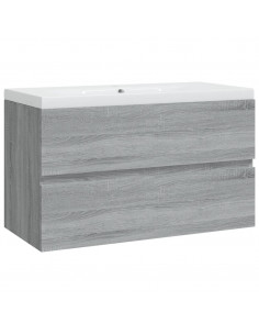 Mobile Bagno e Lavabo Integrato Grigio Sonoma Legno Multistrato 2