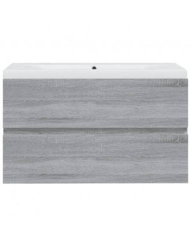 Mobile Bagno e Lavabo Integrato Grigio Sonoma Legno Multistrato