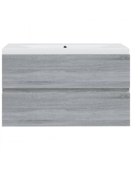 Mobile Bagno e Lavabo Integrato Grigio Sonoma Legno Multistrato