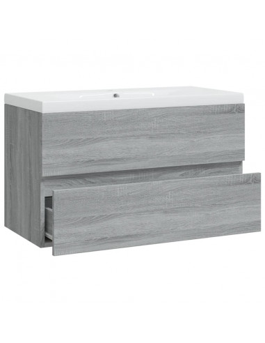 Mobile Bagno e Lavabo Integrato Grigio Sonoma Legno Multistrato