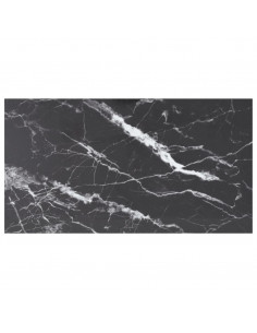 Piano Tavolo Nero 120x65 cm 8mm Vetro Temperato Design Marmo 2