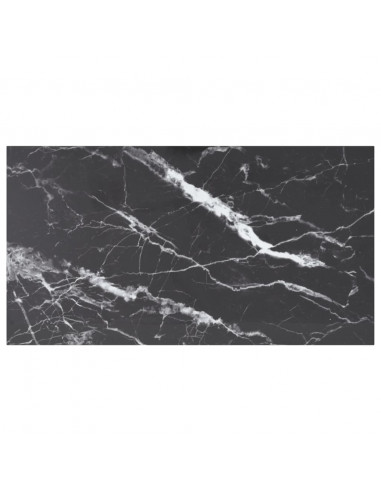 Piano Tavolo Nero 120x65 cm 8mm Vetro Temperato Design Marmo