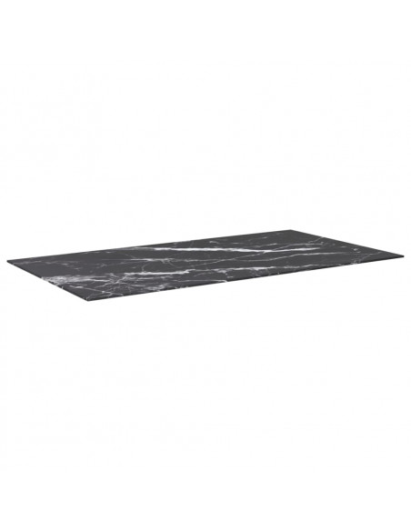 Piano Tavolo Nero 120x65 cm 8mm Vetro Temperato Design Marmo