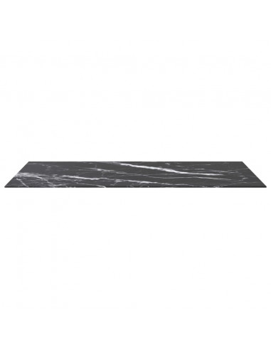 Piano Tavolo Nero 120x65 cm 8mm Vetro Temperato Design Marmo