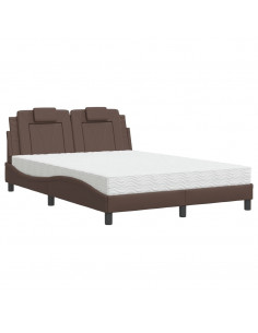 Letto con Materasso Marrone 140x190cm in Similpelle 2