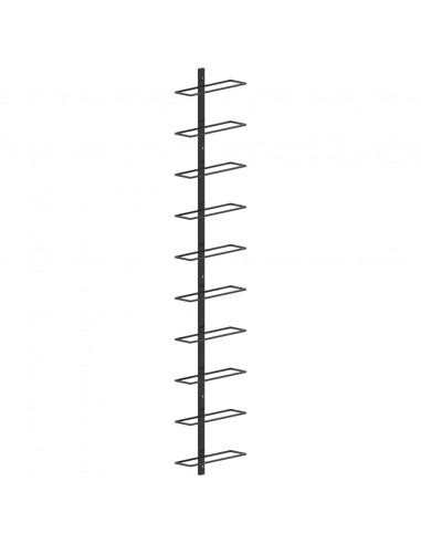 Portavini da Parete per 10 Bottiglie Nero in Metallo