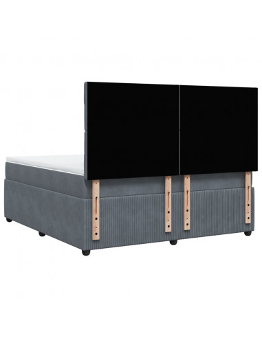 Giroletto a Molle con Materasso Grigio Scuro 180x200 cm Velluto