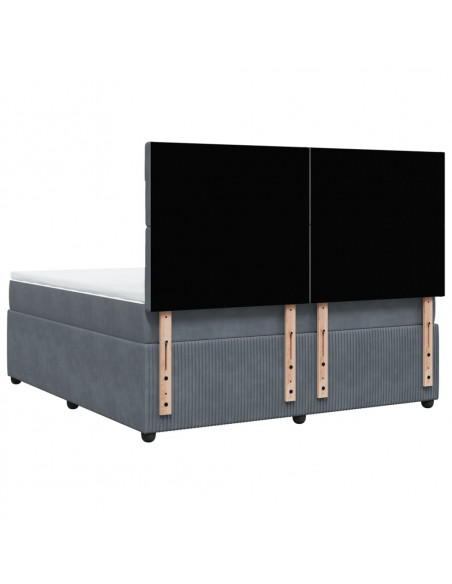 Giroletto a Molle con Materasso Grigio Scuro 180x200 cm Velluto
