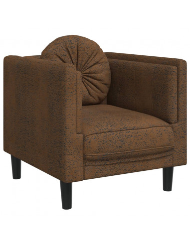 Poltrona con Cuscino Marrone in Velluto