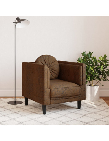 Poltrona con Cuscino Marrone in Velluto
