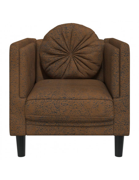 Poltrona con Cuscino Marrone in Velluto