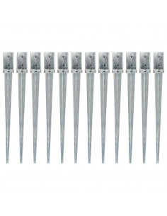 Picchetti di Terra 12 pz Argento 8x8x91 cm in Acciaio Zincato 2