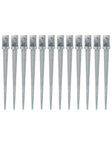Picchetti di Terra 12 pz Argento 8x8x91 cm in Acciaio Zincato