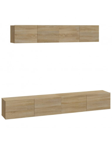 Set di Mobili Porta TV 4 pz Rovere Sonoma in Legno Multistrato
