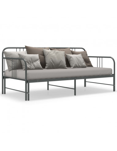 Telaio Divano Letto Estraibile Grigio in Metallo 90x200 cm
