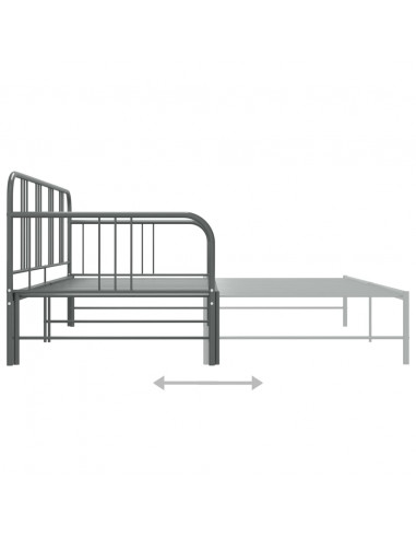 Telaio Divano Letto Estraibile Grigio in Metallo 90x200 cm