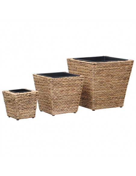 Letti Rialzati da Giardino 3 pz in Giacinto Intrecciato