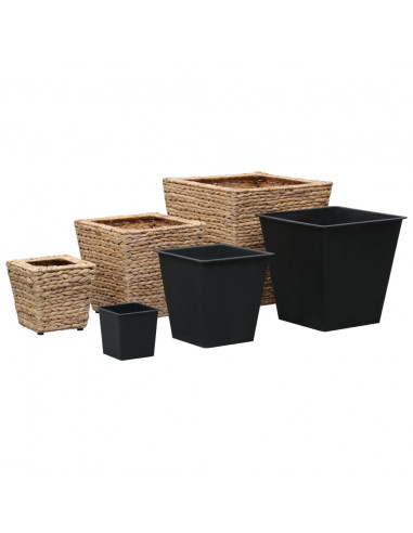 Letti Rialzati da Giardino 3 pz in Giacinto Intrecciato