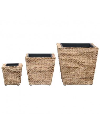 Letti Rialzati da Giardino 3 pz in Giacinto Intrecciato