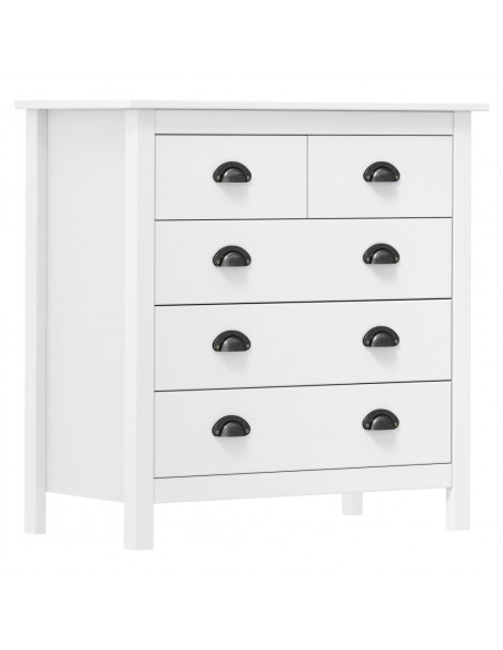 Credenza Hill Bianca 79x40x80 cm in Legno Massello di Pino