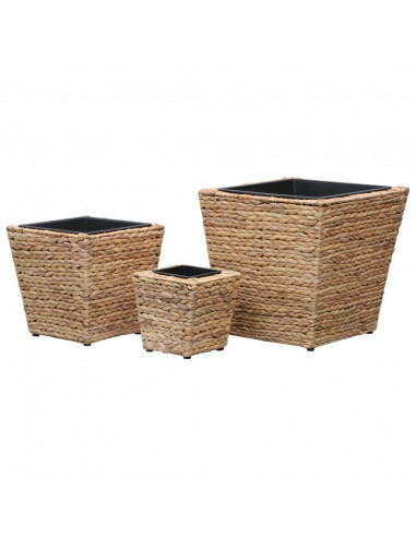 Letti Rialzati da Giardino 3 pz in Giacinto Intrecciato