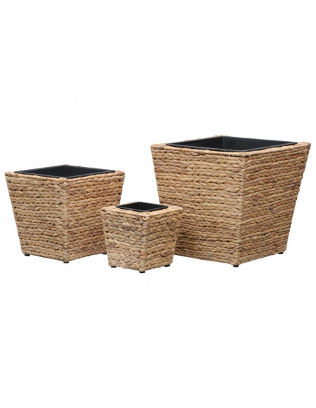 Letti Rialzati da Giardino 3 pz in Giacinto Intrecciato
