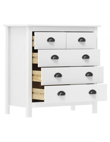 Credenza Hill Bianca 79x40x80 cm in Legno Massello di Pino