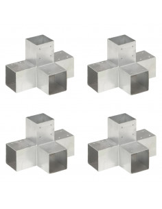 Connettori per Pali a Forma di X 4 pz in Metallo Zincato 91x91 mm 2