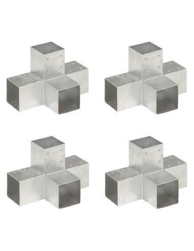 Connettori per Pali a Forma di X 4 pz in Metallo Zincato 91x91 mm