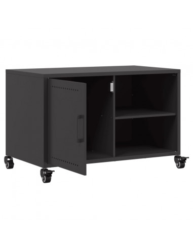 Mobile TV Nero 68x39x43,5cm in Acciaio Laminato a Freddo