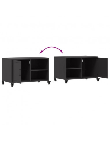 Mobile TV Nero 68x39x43,5cm in Acciaio Laminato a Freddo